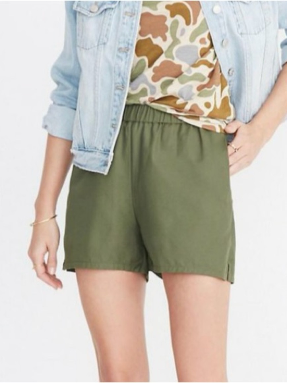 NWT Madewell Olive Elastic-Waist Athletic Shorts